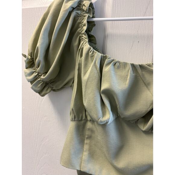 Cider Celery Green Peasant Shirt Size Small - Picture 2 of 6